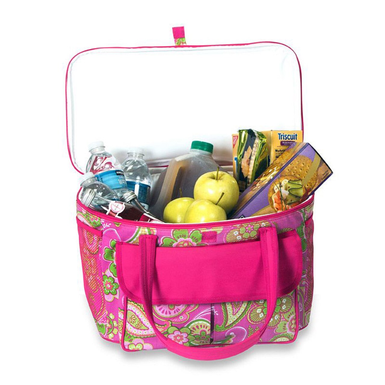 CC Home Furnishings 24" Pink Fashionable Insulated Cooler Bag Beach Tote - 20 Can Capacity